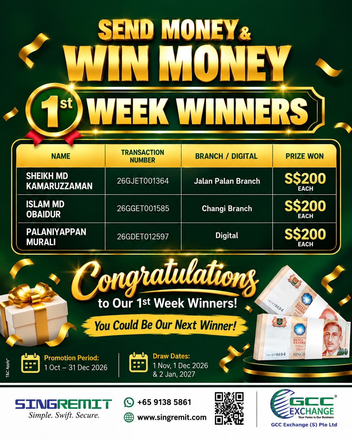1st Week Winners